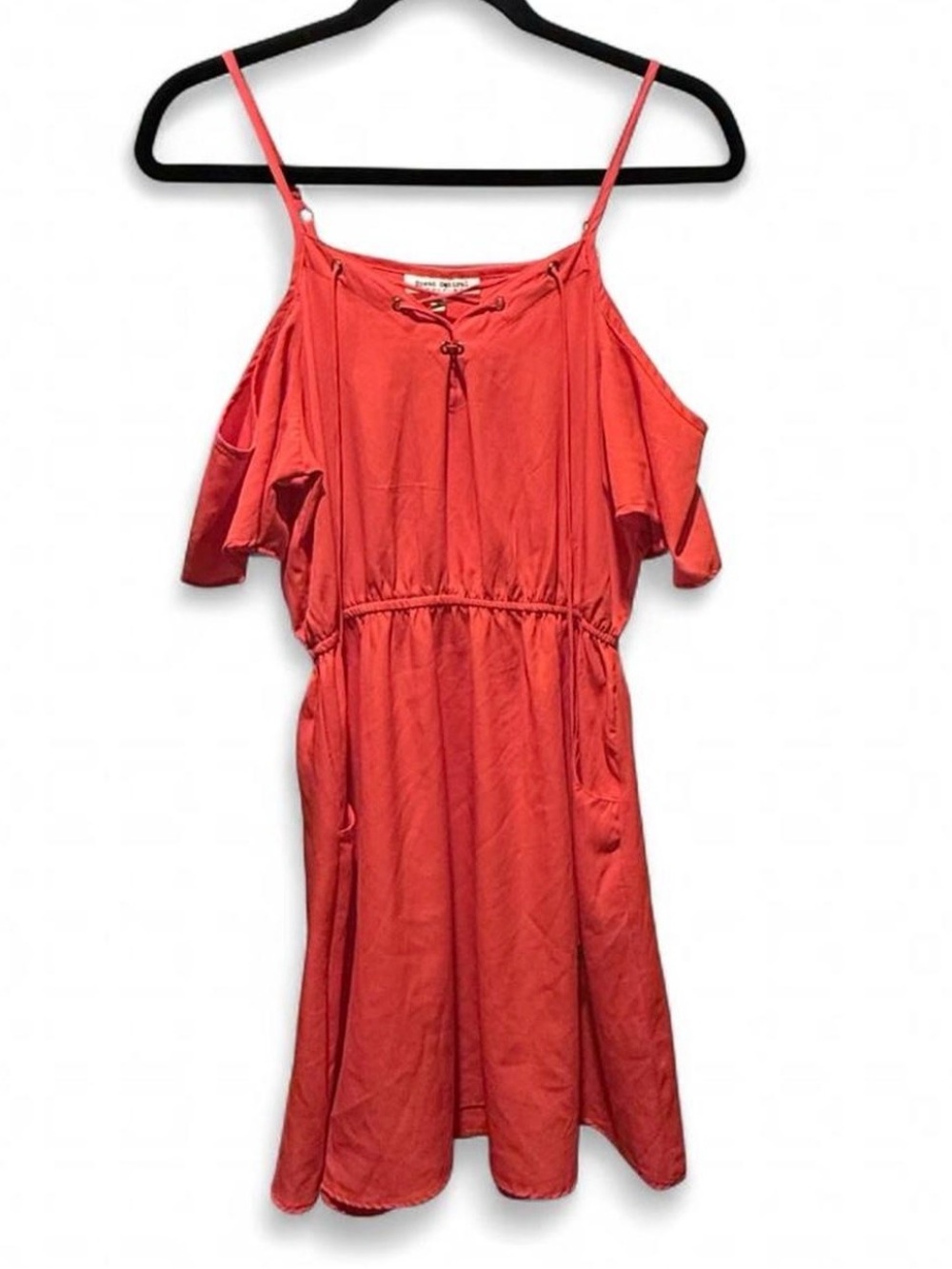 Speed Control Coral Cold-Shoulder Mini Dress